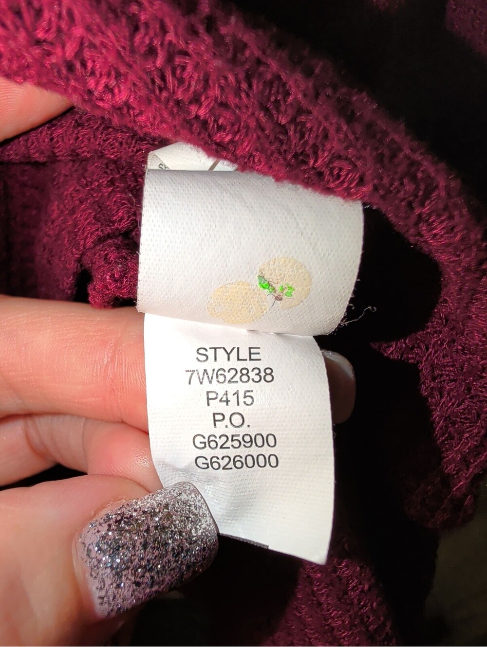 Lucky Brand Long Sleeve Waffle Knit Top Lace Womens Size Small Burgundy Red Fall - Picture 6 of 8